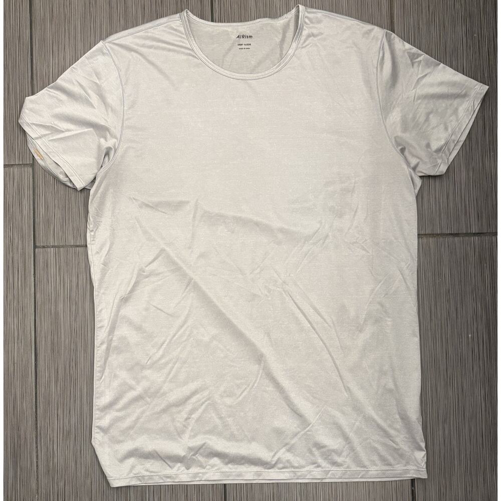 Uniqlo AIRism Crew Neck Short Sleeve T-Shirt Men's XL Silver Cooling Quick Dry